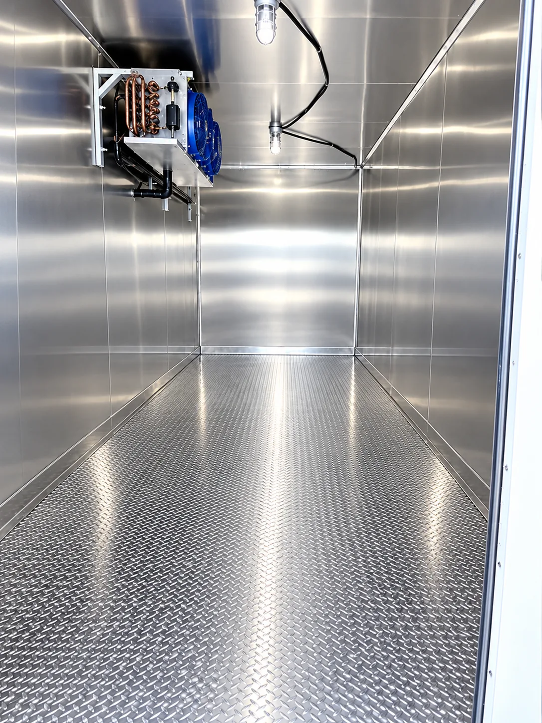 Commercial refrigerated trailer interior for temporary cold-storage operations
