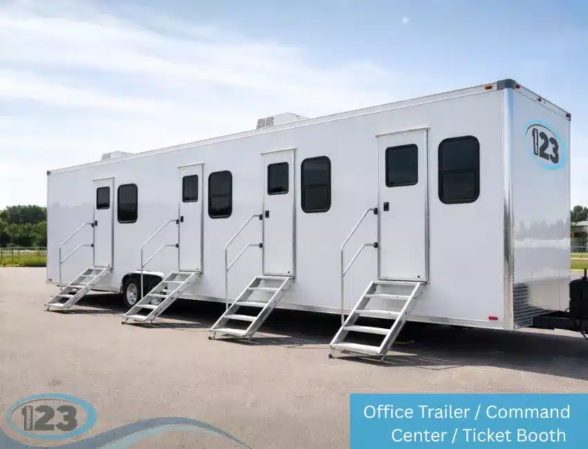 Temporary office trailer interior for managed project operations